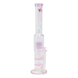 Pink Maple Glass Double Honey Comb Perc With Tree Perc And Splash Guard 20 Inches