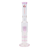 Pink Maple Glass Double Honey Comb Perc With Tree Perc And Splash Guard 20 Inches