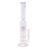 Pink Maple Glass Double Honey Comb Perc With Tree Perc And Splash Guard 20 Inches