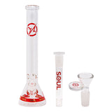 Red Karma Series 9mm Thick Beaker 18 Inches Bong By Soul Glass