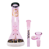 Pink Specter Series 12 Inches Bent Neck Beaker Bong by Soul Glass
