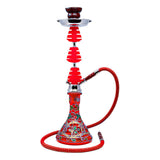 Red Glass Base with Green Leaves Hookah 22 Inches