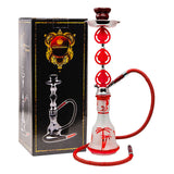 Red Translucent Glass Base Tropical Hookah 22 Inches
