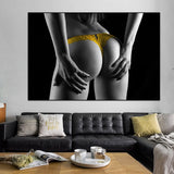 Canvas Prints Nude Woman Wine Glass Painting Black White Sexy Girl Posters Wall Art Modern Pictures for Living Room Home Decor
