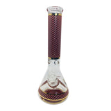 Black & Red Stripes 9mm Thick Glass Bong 14"