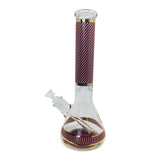 Black & Red Stripes 9mm Thick Glass Bong 14"