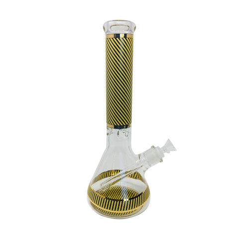 Yellow & Black Stripes 9mm Thick Glass Bong 14"