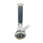 Purple & Black Stripes 9mm Thick Glass Bong 14"