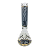 Purple & Black Stripes 9mm Thick Glass Bong 14"