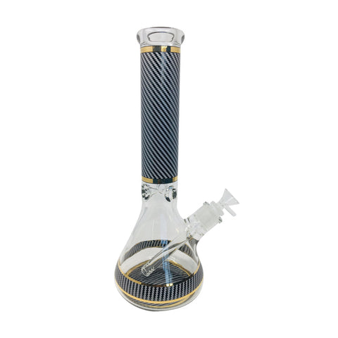 Purple & Black Stripes 9mm Thick Glass Bong 14"