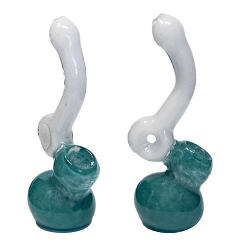 Sky Blue Frit Design Twin Colored Mini Glass Bubbler 6 Inches