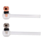 Clear Glass Pipe with Metal Bowl 5 Inches