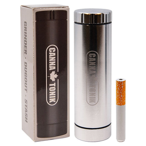Cannatonik 3 In 1 Silver Grinder Dugout Stash