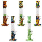 Assorted Cartoon Graphic Silicone Bong with Glass Percolator