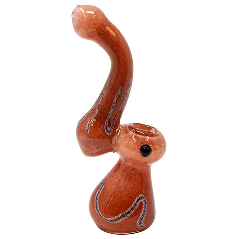 Brown and Blue Glass Bubbler 7 Inches