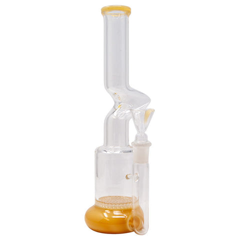 Straight Yellow Honey Comb Glass Bong