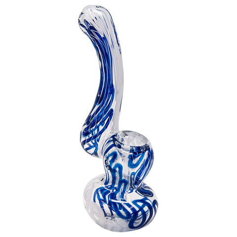 Blue Insideout Medium Glass Bubbler