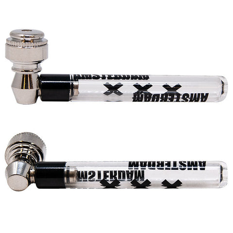 Amsterdam Design 4 Inches Glass Pipe With metal Bowl