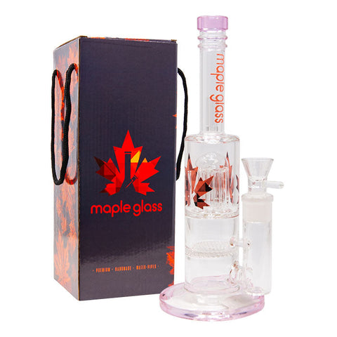 Pink Honey Comb With Tree Percolator And Splash Guard Maple Glass Bong