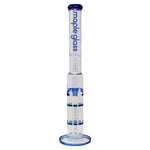Blue Maple Glass Double Honey Comb Bong With Splash Guard