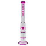 Purple Maple Glass Double Honey Comb Bong With Splash Guard