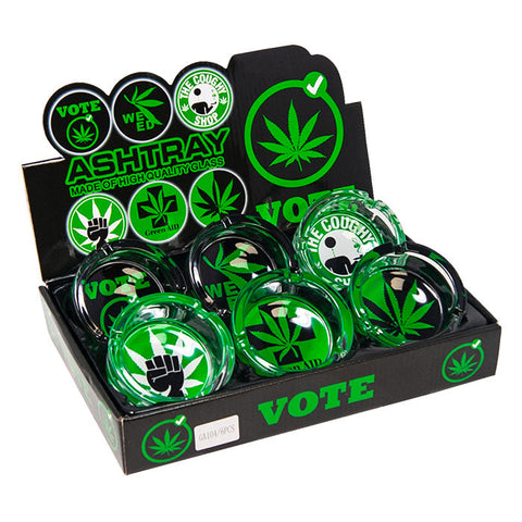 Vote Glass Ashtray Display Of 6 Pcs