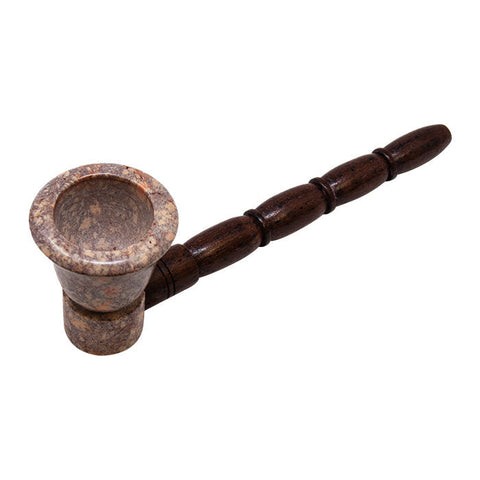 Wood Pipe With Light Color Stone Bowl 5 Inches