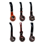 Wood And Resin Engraved Pipe Display Of 6 Pcs