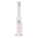 Pink Maple Glass Double Honey Comb Perc With Tree Perc And Splash Guard 20 Inches
