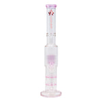 Pink Maple Glass Double Honey Comb Perc With Tree Perc And Splash Guard 20 Inches
