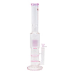 Pink Maple Glass Double Honey Comb Perc With Tree Perc And Splash Guard 20 Inches