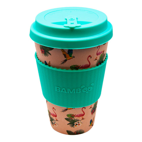Tropical Birds and Flamingos Bamboo Mug