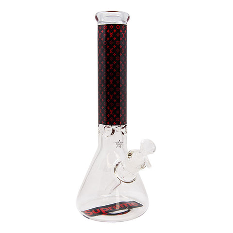 LV 9mm Thick Red Color Glass Beaker Bong 14 Inches