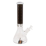LV 9mm Thick Golden Color Glass Beaker Bong 14 Inches