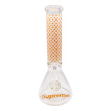 LV 9mm Thick Cream Color Glass Beaker Bong 14 Inches