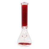 LV 9mm Thick Dark Red Glass Beaker Bong 14 Inches