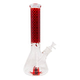 LV 9mm Thick Dark Red Glass Beaker Bong 14 Inches