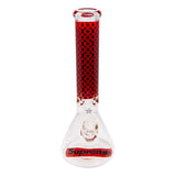 LV 9mm Thick Dark Red Glass Beaker Bong 14 Inches