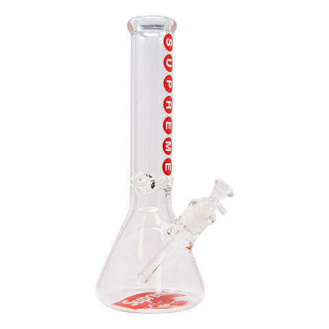 Red Supre 9mm Thick Glass Bong 14 Inches