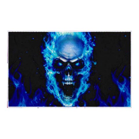 Blue Burning Skull Flag