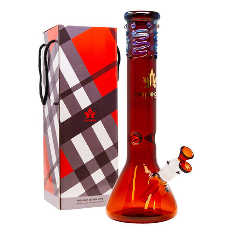 Maple Glass Amber Color Beaker Bong 14 Inches