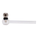 Clear Glass Pipe with Metal Bowl 5 Inches