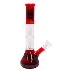 Red Double Percolated 12 Inches Water Pipe