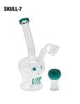 Teal Green Colored Skull Dab Rig 7 Inches with Banger