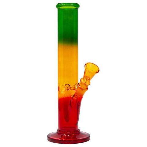 Rasta Colored Cylindrical Medium Glass Bong 10 Inches Box Deal Of 12 Pcs