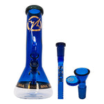 Blue Specter Series 12 Inches Bent Neck Beaker Bong by Soul Glass