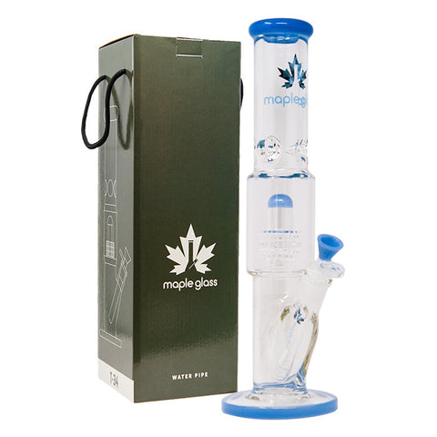 Jade Blue Maple Glass Tire Perc Bong 14 Inches