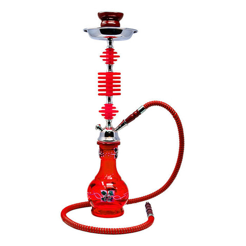 Floral Design Red Glass Hookah 22 Inches