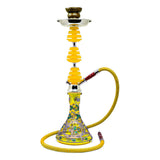Yellow Glass Base with Green Leaves Hookah 22 Inches