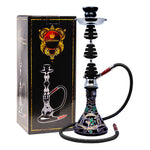 Black Glass Base with Green Leaves Hookah 22 Inches
